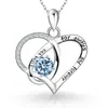 Exportación Transfronteriza Plata de Ley S925 Doce Piedras de Nacimiento Corazón Collar en Inglés Colgante en Forma de Corazón Cadena para la Clavícula Moda Elegante