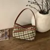 Bolsa Pequena Quadrada Xadrez Retro Francesa Estilo Novo Inverno 2025 Grande Capacidade Elegante para Trabalho Ombro Bolsa de Braço para Mulheres