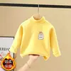 Camiseta Informal de Manga Larga para Niños Estilo Otoño/Invierno Parte Superior Térmica de Doble Cara de Felpa para Niños Ropa Interior Muy Bonita Parte Superior de Cuello Semialto
