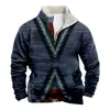 Camisa informal con cuello y media cremallera para hombre, nueva camisa con estampado azteca de estilo transfronterizo europeo y americano