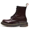 Botas de Trabalho 1460 de Cano Alto para Mulheres, Botas Clássicas de Couro Rígido com Biqueira Aberta no Tornozelo, Botas Unisex de Couro Genuíno Liso, Sapatos de Motocicleta com Bico Redondo