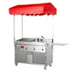 Carrito de Comida Móvil Multifuncional Carrito de Snacks Carrito Puesto Callejero Panqueque Agarrado a Mano Comercial Teppanyaki Freidora Comercial Quemador