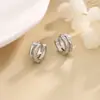 Aretes de Bambú con Circonita, Estilo Sencillo y Elegante para el Trabajo, Aretes de Bambú con un Símbolo de Tendencia Nacional que Simboliza el Crecimiento Continuo, Aros Dobles