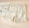 Pantalones de Dormir de Maternidad, Pantalones de Algodón Puro Clase A con Soporte para el Vientre, Shorts Delgados de Gasa de Doble Capa de Cintura Alta Ajustables para Primavera y Verano, Adecuados para Usar Afuera