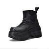 [Precio del Evento 270] Botines Casuales de Piel Genuina de Suela Gruesa para Mujer con Cremallera Lateral, Botas de Mujer Vintage de Piel de Vaca con Punta Redonda