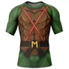 2025 Nueva Camiseta Estampada Digitalmente Impresa en 3D para Hombre Ajustada de Manga Corta Secado Rápido Top Deportivo para Fitness