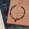 Collar de perlas negras hecho a mano para mujer, colgante de amor, pulsera, traje, pulsera de perlas hecha a mano, collar