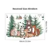 Br64694 Pegatina de Pared de Animales Oso Conejo Ciervo Lindos de Dibujos Animados para Habitación de Niños Dormitorio Sala de Estar Decoración del Hogar Pegatina de Pared