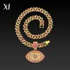 Collar Colgante Ojos de Ángel Diamante Rosa de Dos Tonos Ojos Grandes Joyería Hip-Hop Transfronteriza Europea y Americana Joyería de Moda para Mujer Venta al por Mayor