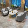 Juego de sofá de un asiento y mesa de centro para recepción de hotel, sala de reuniones de clientes, oficina de ventas, salón de belleza, centro comercial, mueble de sala de exposición, gama alta