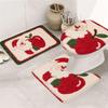 Regalo de Navidad Juego de Tres Piezas para Piso de Baño Alfombrilla para Inodoro en Forma de U Alfombrilla Antideslizante para Pies de Baño Franela Absorbente