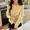 26 Outono Inverno 30% Caxemira 70% Lã Cardigan de Tricô Feminino Estilo Básico Versátil Luxo Leve de Alta Qualidade Suéter de Caxemira Custo-Benefício
