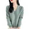 Cárdigan de Punto con Cuello en V Transfronterizo para Mujer 2025 Otoño e Invierno Nuevo Estilo Suelto de Manga Larga Corto Abrigo Suéter