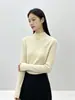 Suéter de Punto Texturizado Andi Velvet Otoño/Invierno Nuevo, Suéter de Cuello Alto Parcial para Mujer, Prenda Base con Detalle de Cadena, Suéter de Punto para Mujer