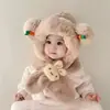 Conjunto de Gorro y Bufanda Todo en Uno para Niños y Niñas en Otoño e Invierno Bufanda Engrosada Gorro Cálido con Protección para Orejas de Bebé Lindo Gorro de Felpa