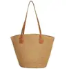 Bolso Tejido de Rafia Estilo Vacaciones Coreanas para Mujer Bolso Tote de Gran Capacidad Estilo Vacaciones de Verano Bolso de Hombro de Celebridad de Internet