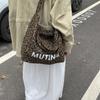 Bolso de Lona Estilo Perezoso con Estampado de Leopardo para Mujer 2025 Otoño Nueva Moda Bolso de Hombro Casual Gran Capacidad Bolso de Mano para Viajero