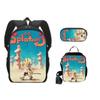 Nueva Mochila Escolar de Splatoon 3 Mochila de Poliéster Mochila para Niños Bolso de Hombro Estuche para Lápices Juego de Tres Piezas