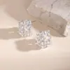 Nuevos aretes de cubo de zirconia tridimensionales para mujer, lujo ligero con un toque de alta gama, aretes cuadrados de diamantes completos, cobre incrustado con zirconia, aretes versátiles
