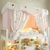 Xiangling Frescor Premium e Juvenil Floral Renda Dupla Veludo Dormitório Estudantil Cortina de Cama Estampada Mosquiteiro