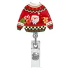 Porta credencial retráctil de acrílico con shaker navideño Carrete retráctil para credencial de árbol de Navidad con clip de cocodrilo giratorio