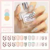 Uñas Almendradas Portátiles, Uñas Largas Estilo Europeo y Americano, Estilo Dulce y Fresco, Arte de Uñas con Pedrería Estrella Cruzada Blanco y Negro, Puntas de Uñas Postizas, Pegatinas para Uñas