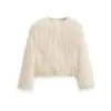 Chaqueta de Otoño 2025 Nueva, Transfronteriza Europea y Americana, para Mujer, Cuello Redondo Único, Color Sólido, con Adorno de Borlas, Manga Corta y Larga, para Mujer