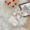 Meias de Veludo Coral Novas de Outono e Inverno para Mulheres, Cachecol de Desenho Animado, Meias de Chão de Urso, Meias de Dormir para Casa, Meias Grossas Quentes Femininas