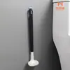 Juego de Cepillo para Inodoro para Uso Doméstico, Juego de Cepillos para Limpieza de Inodoros con Mango Largo y Cerdas Suaves, Cepillo para Inodoro de Silicona sin Ángulos Muertos Montado en Pared al por Mayor