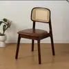 Cadeira de Jantar Doméstica B&B Restaurante Nórdico Madeira Maciça Cadeira de Rattan Simples Sala de Estar de Lazer Cadeira com Encosto Cadeira de Rattan Moderna