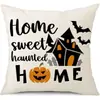 Funda de Almohada Halloween Calabaza Divertida Transfronteriza Amazon Estampado de Lino Funda Decorativa para Cojín de Sofá del Hogar