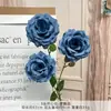Buquê Artificial de Rosas Felizes com 3 Cabeças Flor de Seda Artificial Flor de Plástico Decoração de Sala de Estar de Luxo Arte Floral de Casamento Produto Acabado