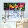1 pieza cortina corta floral multicolor cortina de cocina media cortina transfronteriza decoración de ventana pequeña de Navidad poliéster algodón