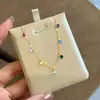 Plata de Ley S925 Chapada en Oro de 18K, Collar de Zirconia Multicolor para Mujer, Diseño Geométrico Simple de Alta Gama Cadena para Clavícula Arcoíris