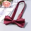 Traje de Boda para Hombre Color Sólido Pajarita Borgoña Formal Novio y Padrinos Vestido Pajarita Doble Capa Estilo Coreano Fiesta