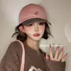 Gorra de béisbol versátil color crema estilo coreano con bloques de color para mujer, con letras bordadas, para circunferencia de cabeza grande, que adelgaza el rostro, gorra para proteger del sol