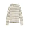 Suéter de Tricô Preguiçoso de Alta Qualidade Th~Row Estilo Kendall Jenner Listrado Tridimensional Mistura de Seda de Amora e Lã Merino