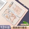 En stock Cortaúñas de acero inoxidable en oro rosa, juego de 23 piezas para manicura y pedicura, tijeras para piel muerta.