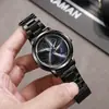 Nuevo Reloj Creativo Negro de Acero para Hombre con Diseño Hueco y Bisel Interior Giratorio, Reloj de Cuarzo Transfronterizo