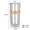 Taza de Vidrio Personalizada por el Fabricante con Parche Metálico y Letras Arcoíris, Taza de Agua Decorativa Metálica 3D con Borde Dorado, Vaso para Jugo
