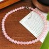 Colar Quartzo Rosa Transparente Gelo 8mm Pó de Toranja Primavera Nova Corrente Clavicular de Cristal