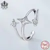 Anel de Abertura Estrela Elegante Original Evelle Prata Esterlina s925 Zircônia Joias Femininas Joias Atacado Anel Ajustável