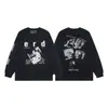 Melancolía Rico Segunda Generación Erd Boceto Graffiti Transfronterizo Nueva Moda Urbana Marca Casual Holgada Camiseta de Manga Larga con Estampado para Otoño