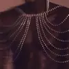 Moda de Rua Transfronteiriça Europeia e Americana 2025 Nova Corrente de Ombro com Strass Ornamento de Peito com Franja para Mulheres Corrente de Ombro Multicamadas Corrente Corporal/437