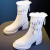 Botas de nieve para mujer, nueva colección otoño/invierno 2026: Botas Martin con forro de felpa, engrosadas y forradas de polar, con suela antideslizante, diseño de caña alta y tacones altos, perfectas para el clima frío.