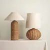 Lámpara de mesa de noche estilo wabi-sabi, arte de ratán estilo americano vintage, decoración para casa de huéspedes, iluminación ambiental para estudio y dormitorio