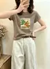 Camiseta de algodón acanalado para mujer de 220 g, fábrica de origen de Thirteen Lines, Guangzhou, top de manga corta ajustado, exclusivo mayorista de verano