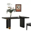 Mesa de Comedor Nórdica Negra de Madera Maciza para Uso Doméstico, Rectangular, Simple, Mesa de Comedor Retro, Creativa, Apartamento Pequeño, Mesa de Trabajo Moderna