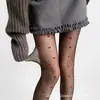 Medias Sexy Negras Transparentes Ultrafinas con Puntos Negros y Forma de Corazón Rojo Cintura Alta Otoño e Invierno Medias Negras