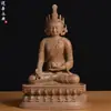 Buda de la Medicina talla en madera estatua Buda de cristal estatua de Buda hecha a mano madera maciza blanco base adornos para adoración en casa Yingshan Yong'an